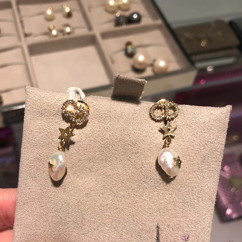 Dior Shiny-D Earrings for Women in White