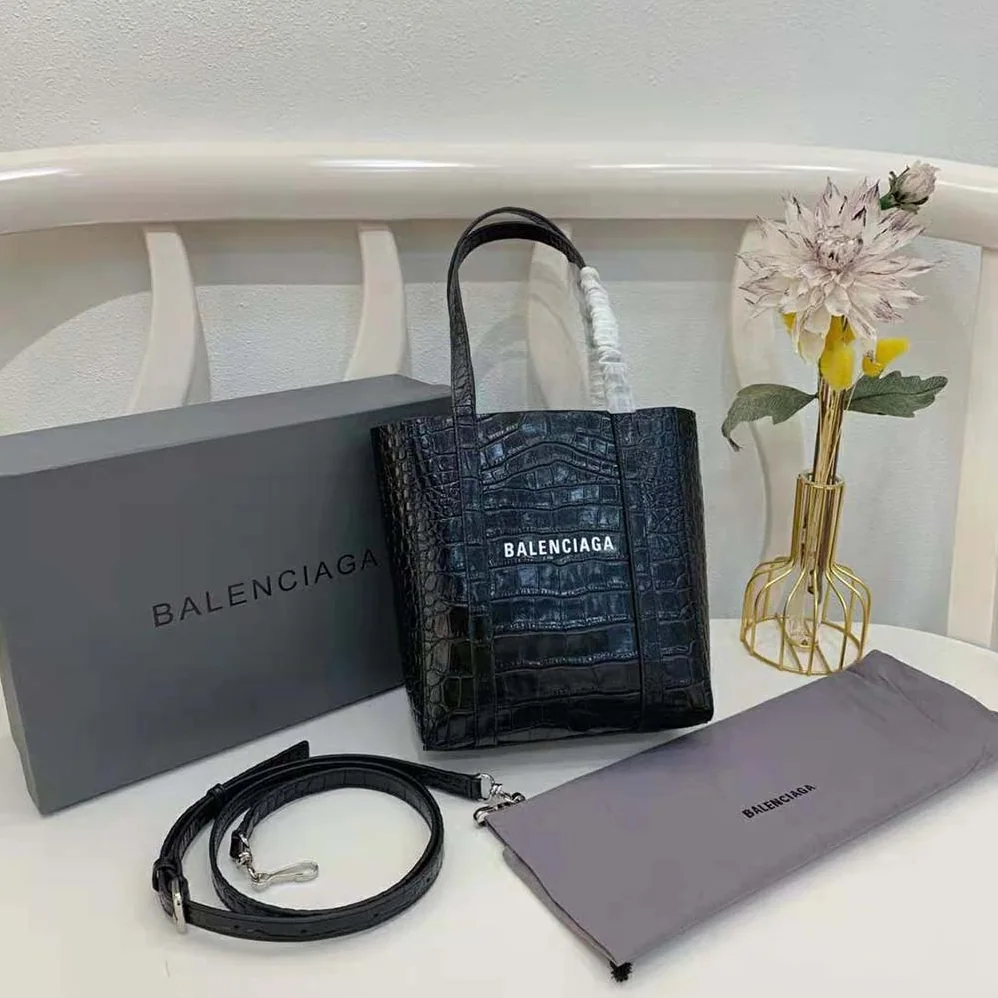 Balenciaga Everyday XXS Tote Bag in Black Shiny Crocodile Embossed Calfskin for Women Balenciaga Everyday XXS Tote Bag in Black Shiny Crocodile Embossed Calfskin for Women