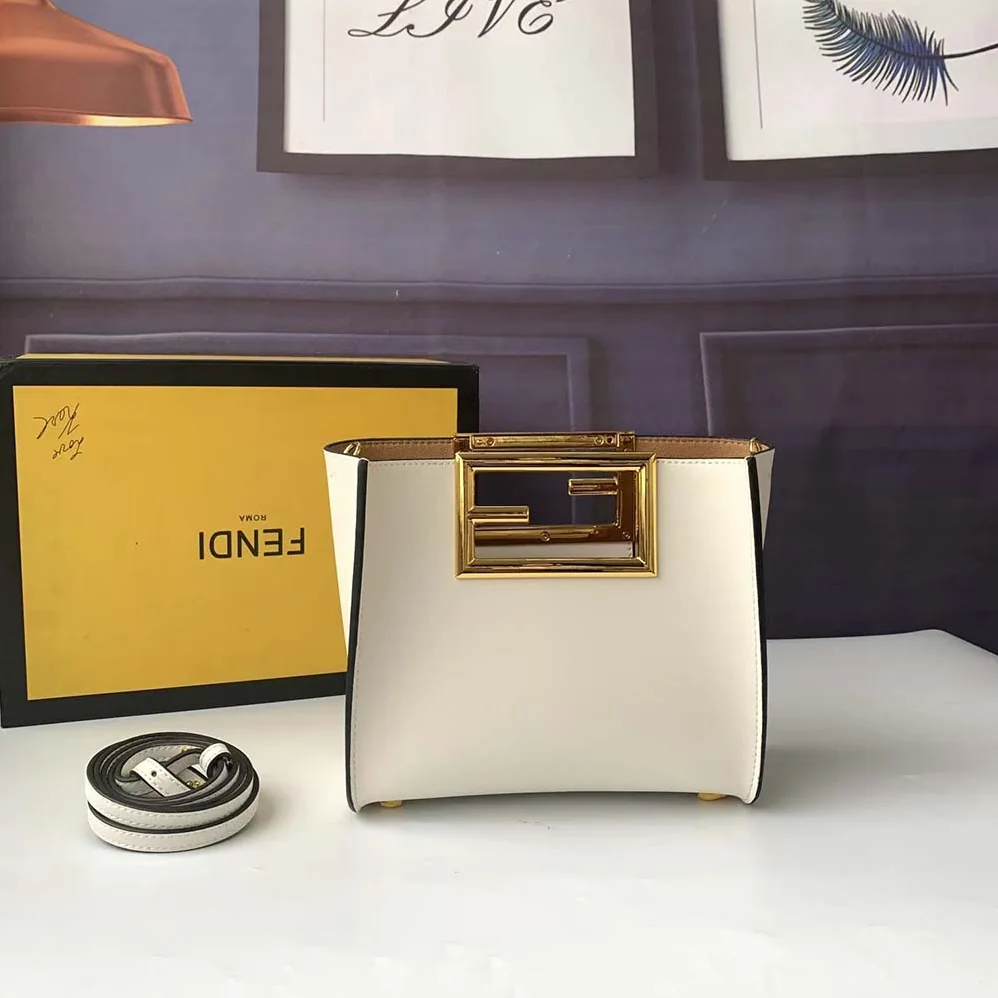 Fendi Way Small Made of Camellia-Colored Leather Bag for Women in White Fendi Way Small Made of Camellia-Colored Leather Bag for Women in White