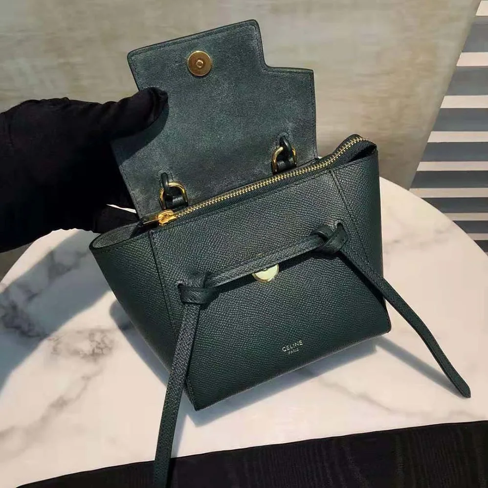 Celine Pico Belt Bag in Grained Calfskin for Women in Green