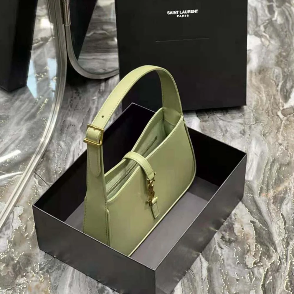 Saint Laurent YSL Le 5 A 7 Hobo Bag in Smooth Leather for Women in Green Saint Laurent YSL Le 5 A 7 Hobo Bag in Smooth Leather for Women in Green