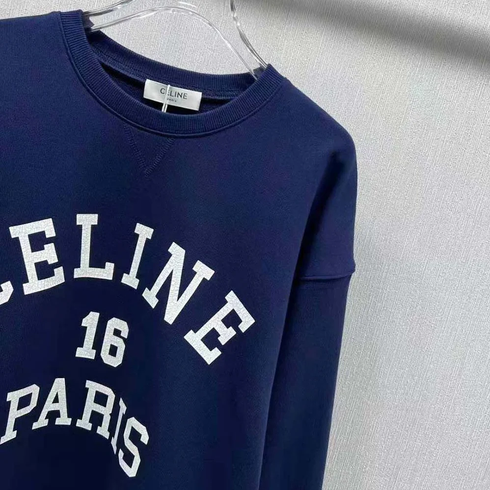 Celine Celine Paris 16 Sweatshirt in Cotton Fleece for Men in Navy