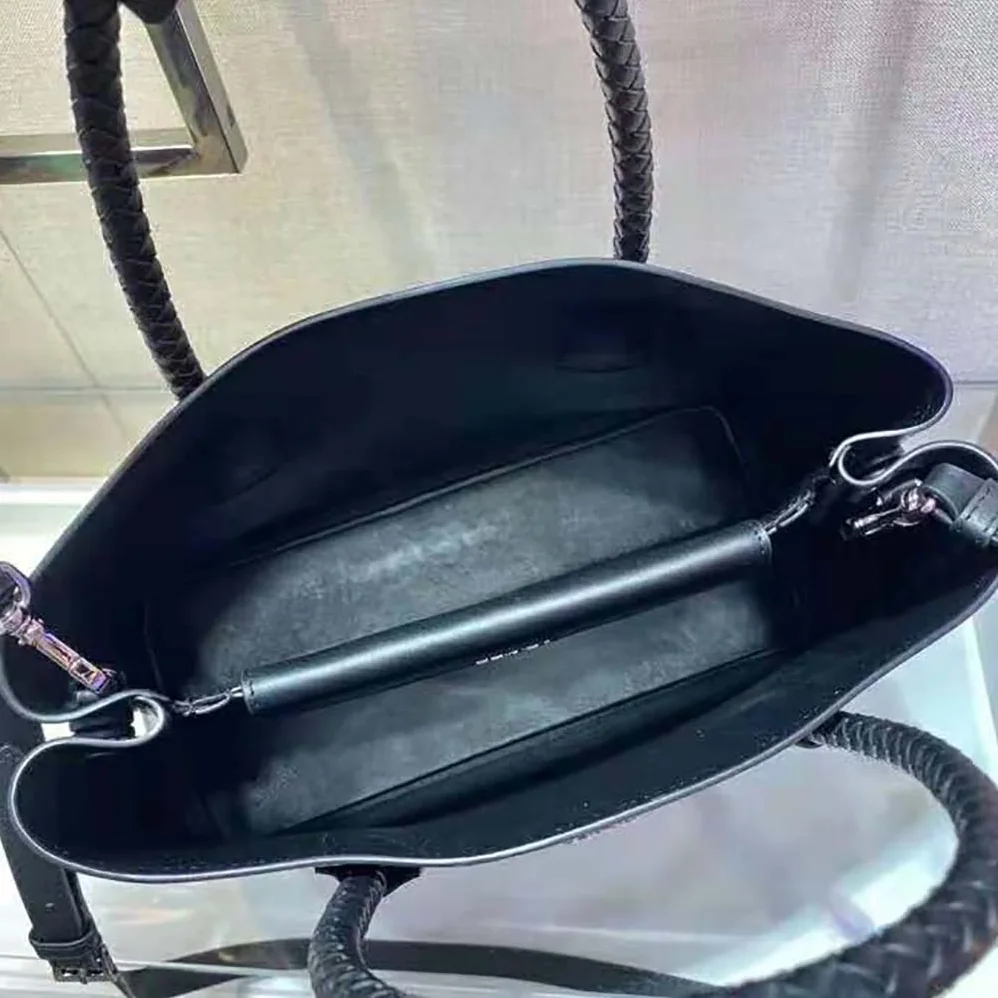 Prada Prada Double Medium Leather Handbag for Women in Black Prada Prada Double Medium Leather Handbag for Women in Black