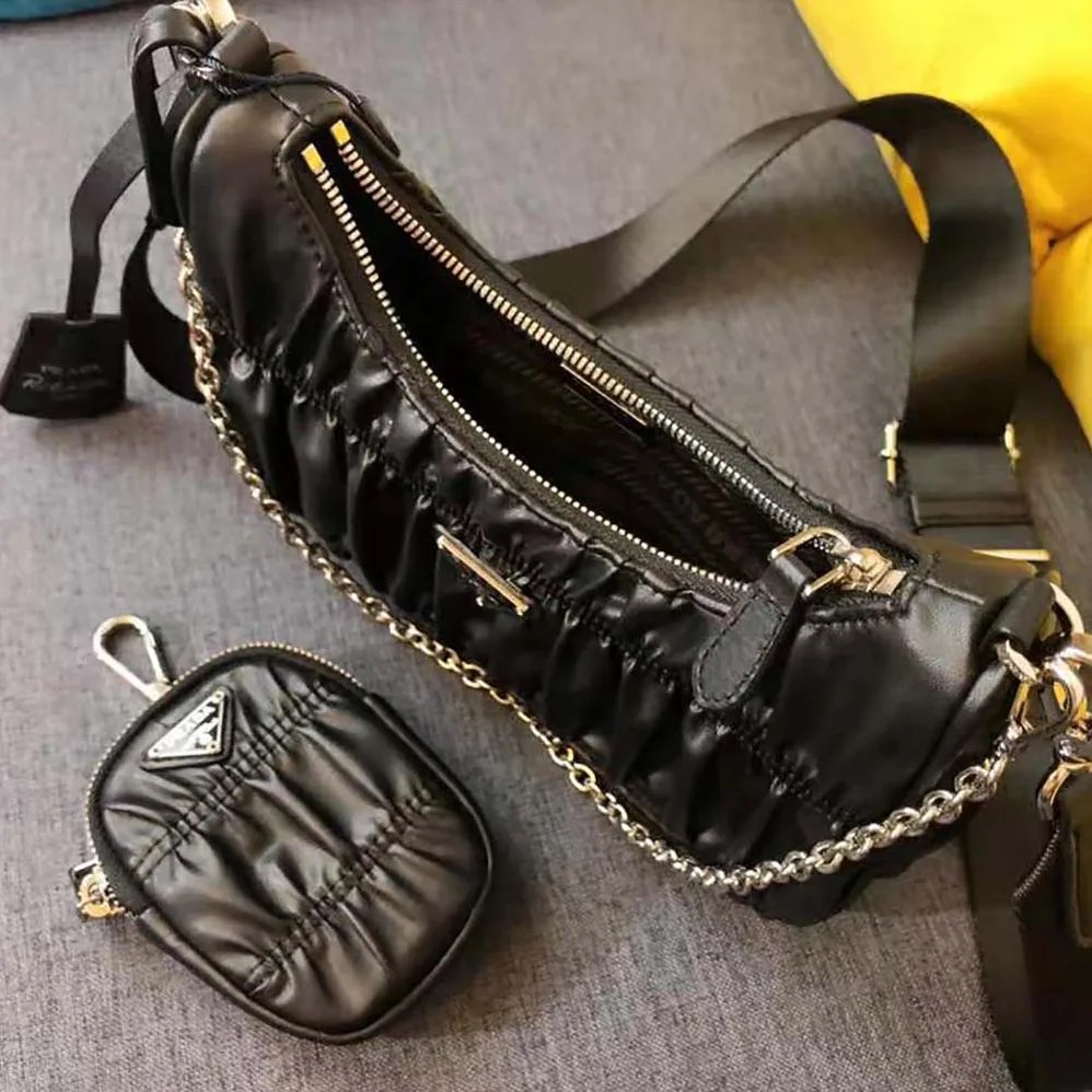 Prada Prada Re-Edition 2005 Nappa Gaufre Bag for Women in Black