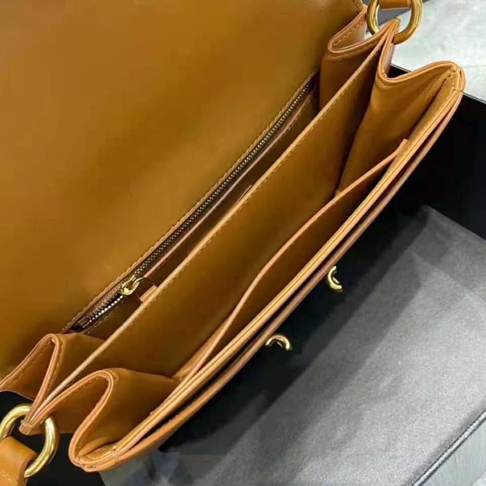 Saint Laurent YSL Le Maillon Satchel in Smooth Leather for Women in Brown Saint Laurent YSL Le Maillon Satchel in Smooth Leather for Women in Brown