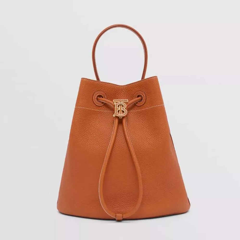 Burberry Grainy Leather Small TB Bucket Bag for Women in Brown Burberry Grainy Leather Small TB Bucket Bag for Women in Brown