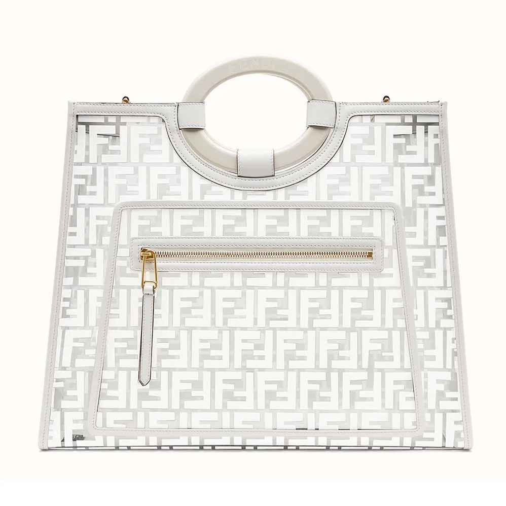 Fendi Runaway Shopper PU Bag for Women in White