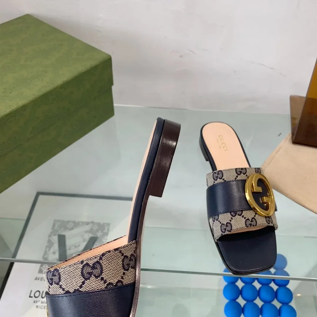 Gucci Blondie Matelasse Canvas Slide Sandal Black Gucci Blondie Matelasse Canvas Slide Sandal Black