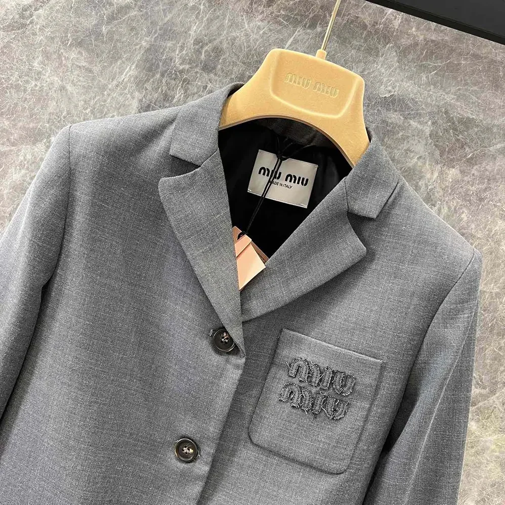 Miu Miu Single for Women in breasted Cropped Gabardine Jacket Miu Miu Single for Women in breasted Cropped Gabardine Jacket