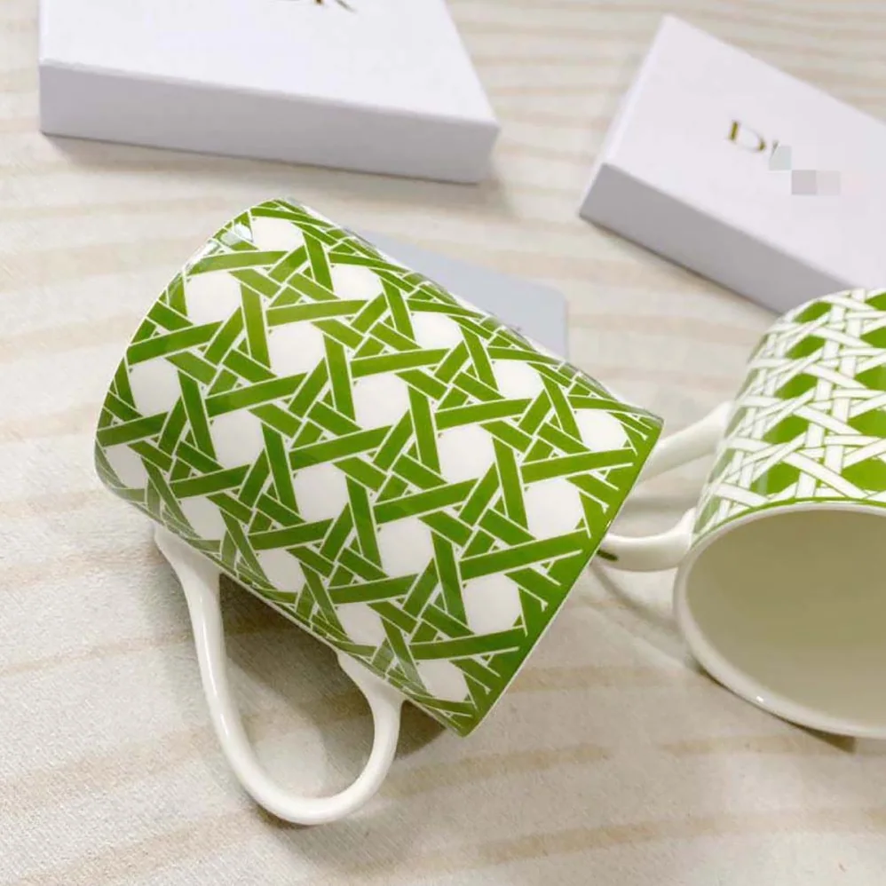 Dior Set of Two Mugs Green Cannage Provence for Unisex Dior Set of Two Mugs Green Cannage Provence for Unisex