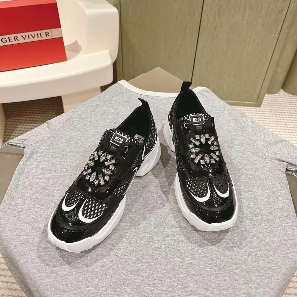 Roger Vivier Viv' on the Run Sneakers in Patent Leather and Fabric for Women in Black Roger Vivier Viv' on the Run Sneakers in Patent Leather and Fabric for Women in Black