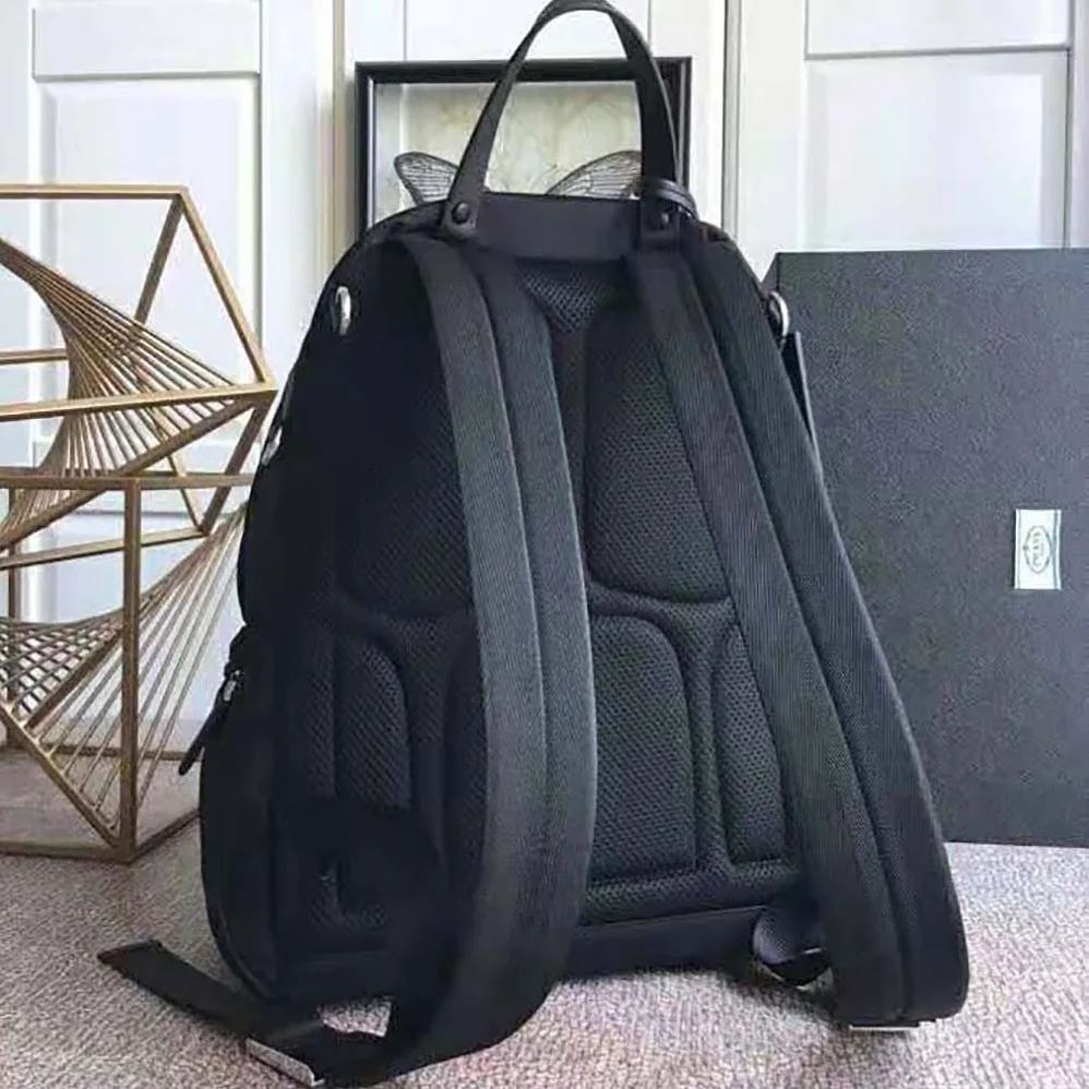 Prada Iconic Nylon Backpack with Timeless for Men in Black Prada Iconic Nylon Backpack with Timeless for Men in Black