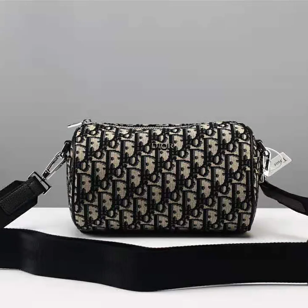 Dior Beige and Black Dior Oblique Jacquard Roller Messenger Bag for Men Dior Beige and Black Dior Oblique Jacquard Roller Messenger Bag for Men