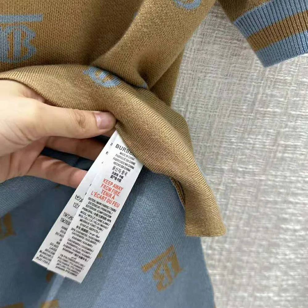 Burberry Monogram Wool Silk Blend Polo Shirt for Women