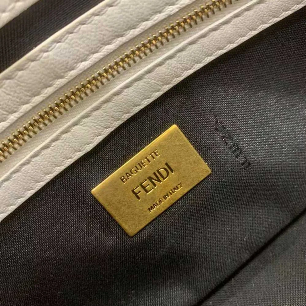 Fendi Baguette White Nappa Leather FF Print Bag for Women Fendi Baguette White Nappa Leather FF Print Bag for Women