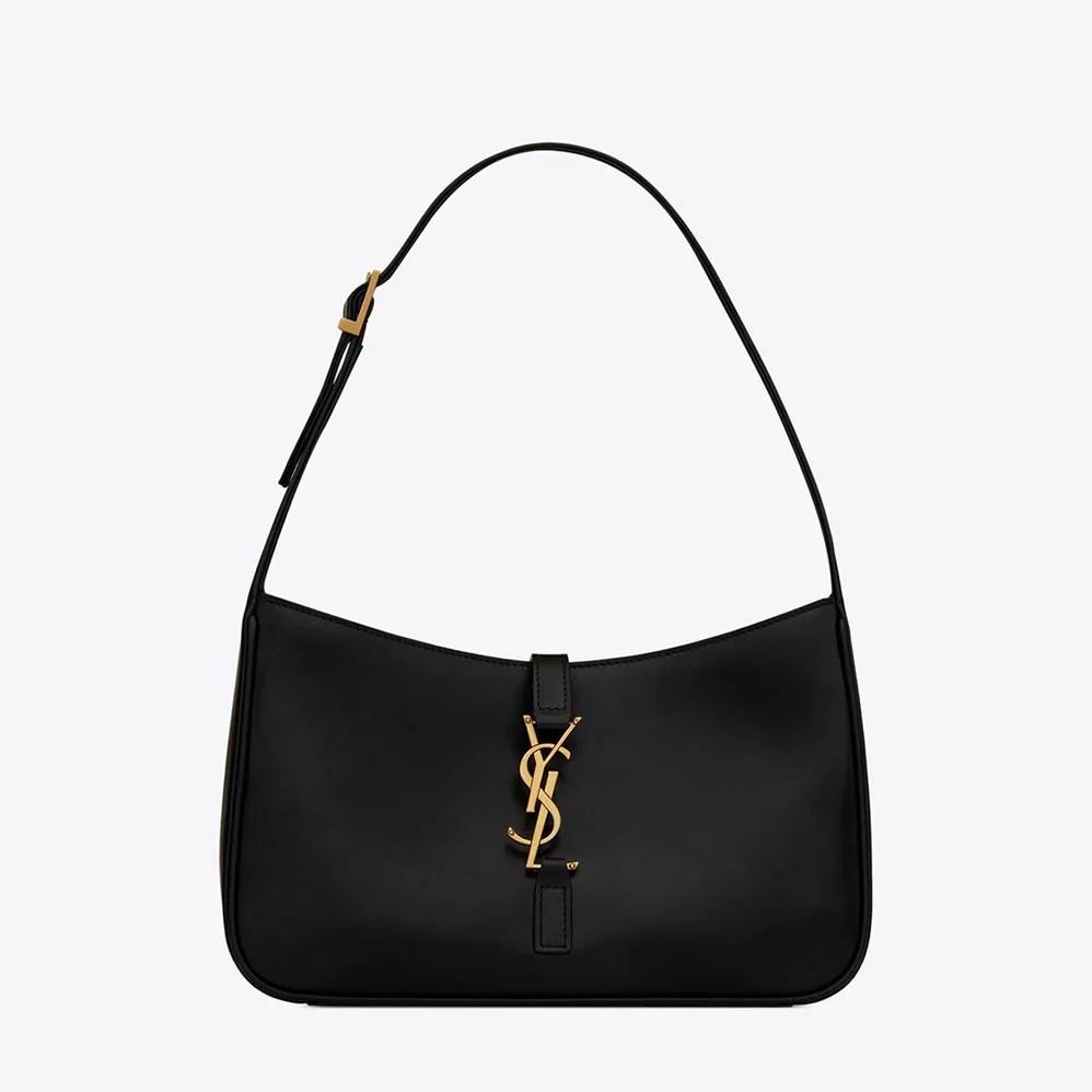 Saint Laurent YSL LE 5 A 7 Hobo Bag in Smooth Leather for Women in Black Saint Laurent YSL LE 5 A 7 Hobo Bag in Smooth Leather for Women in Black