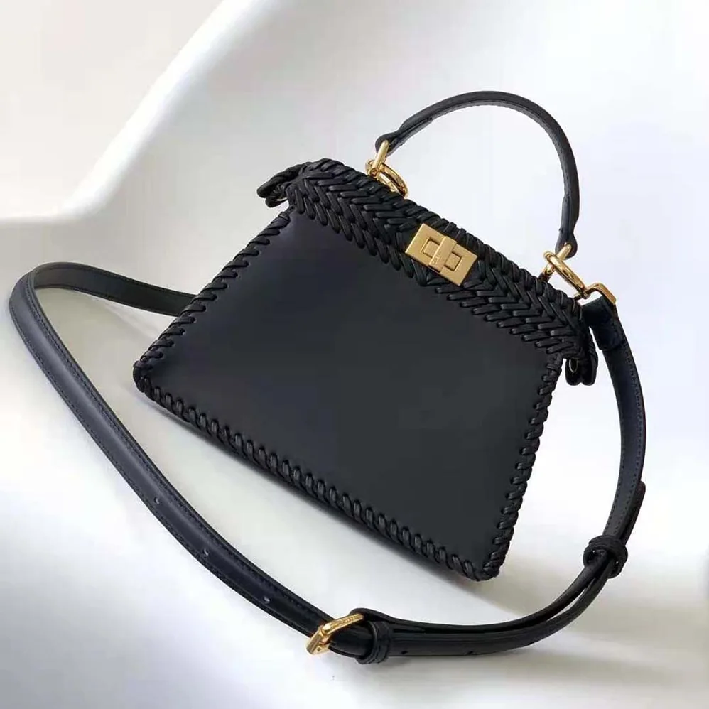 Fendi Peekaboo ISeeU Petite Black Padded Calfskin Leather Bag for Women
