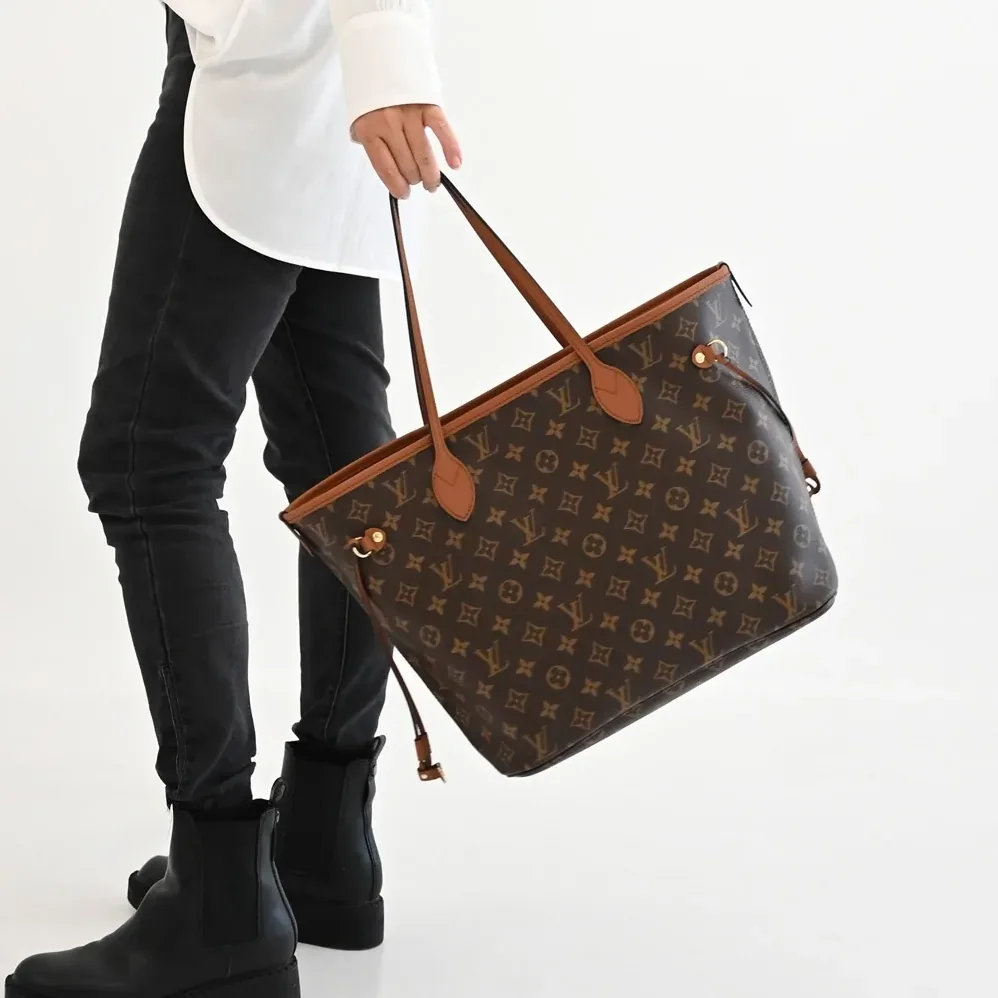 Louis Vuitton Neverfull Inside Out MM Tote Bag in Tan Gold Hardware Louis Vuitton Neverfull Inside Out MM Tote Bag in Tan Gold Hardware