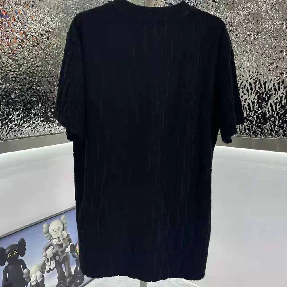 Dior Oblique T-shirt Relaxed Fit Navy Blue Terry Cotton Jacquard for Men
