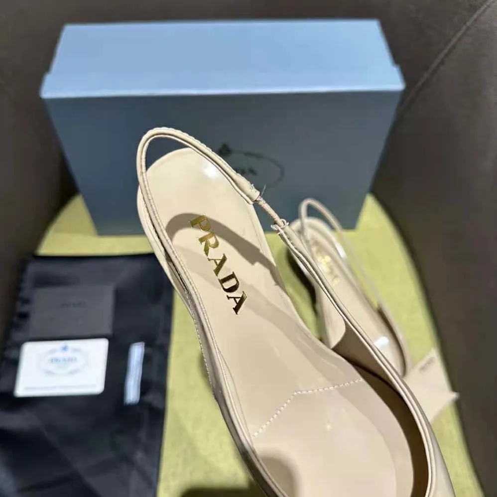 Prada Brushed Leather Slingback Pumps for Women in Pink