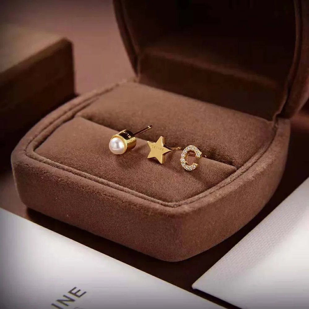 Celine Separables Celestial Set of 3 Studs in Brass with Gold Finish for Women