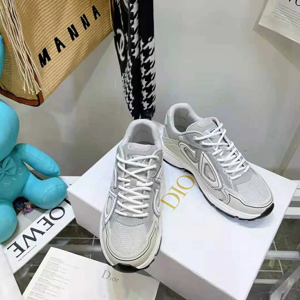 Dior B30 Sneaker Gray Mesh and White Technical Fabric for Men