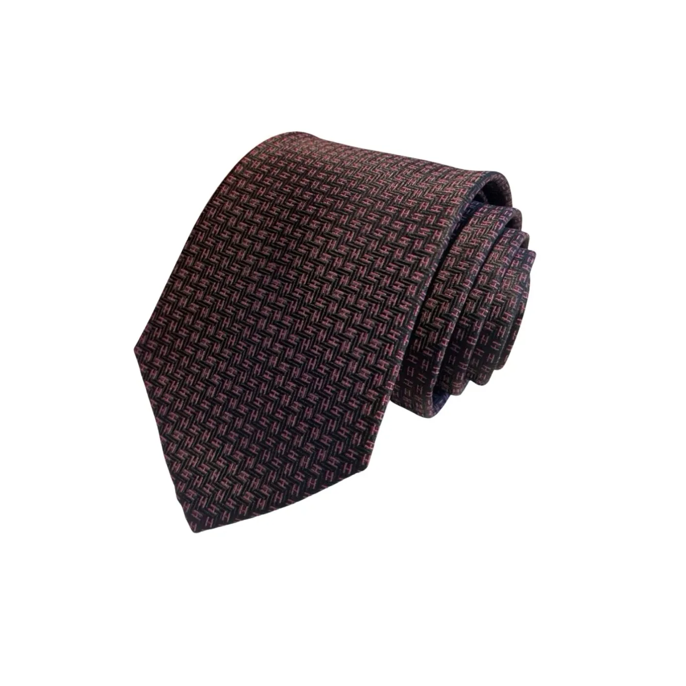 Hermes Elegent Burgundy Silk Tie