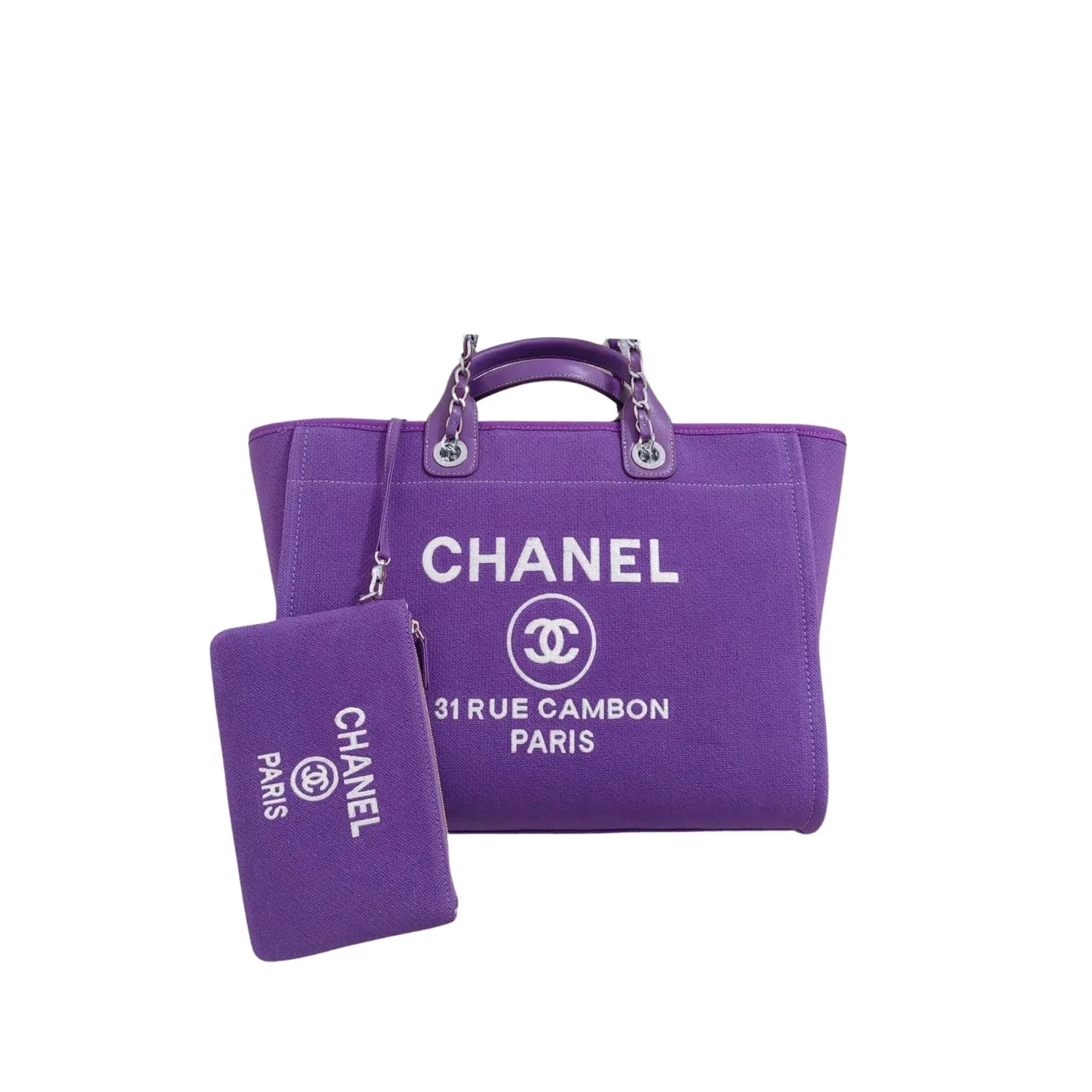 Chanel Deauville Tote Bag Pouch Purple /