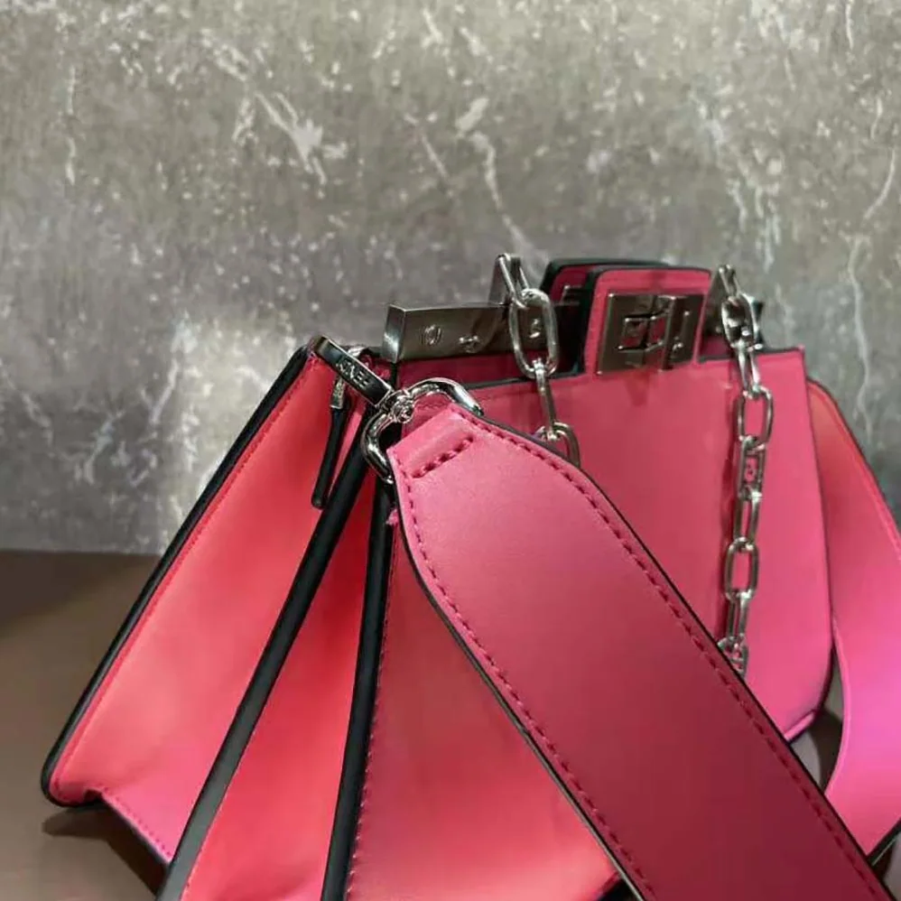 Fendi Peekaboo Cut Medium Pink Leather Bag for Women