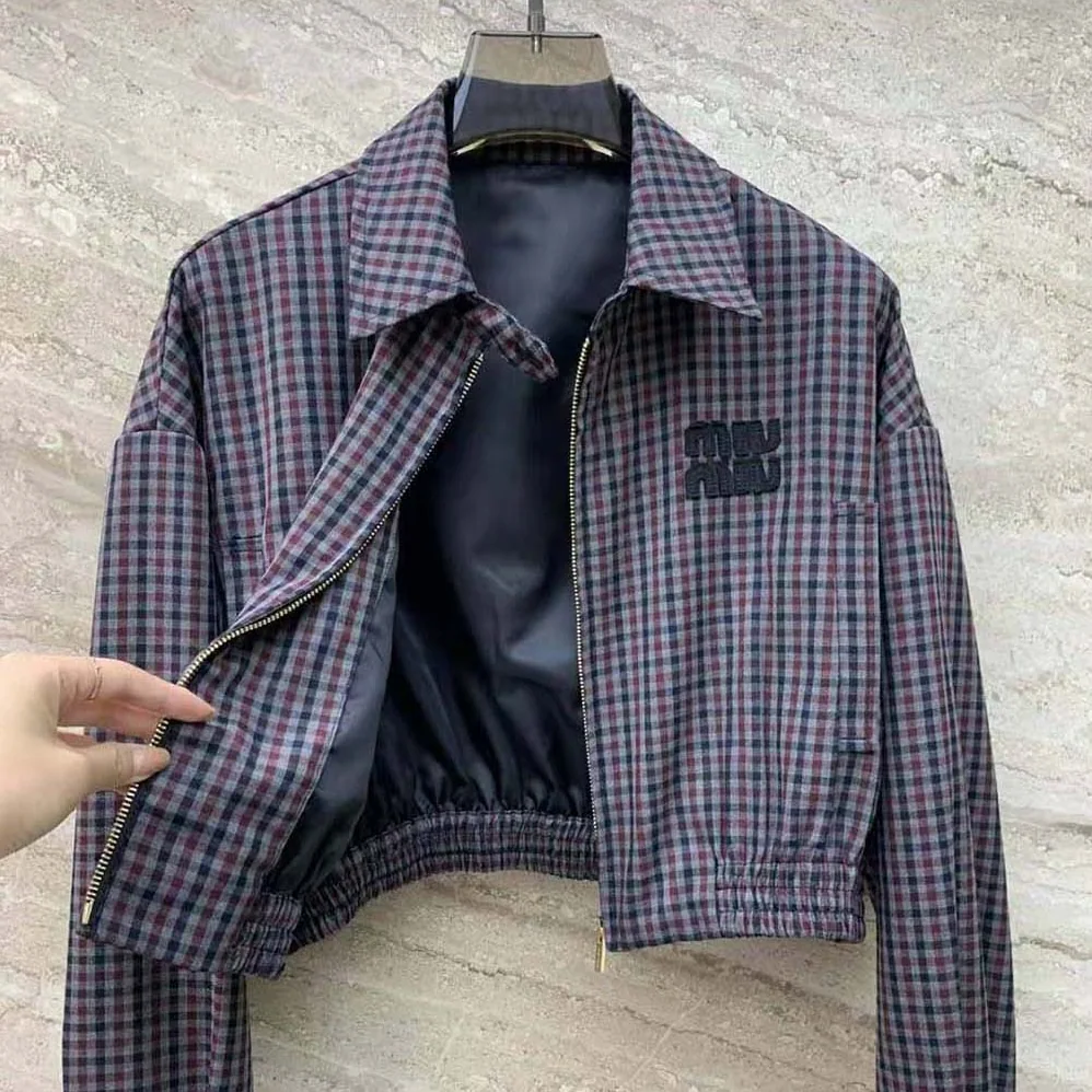 Miu Miu Gingham Check Blouson Jacket for Women