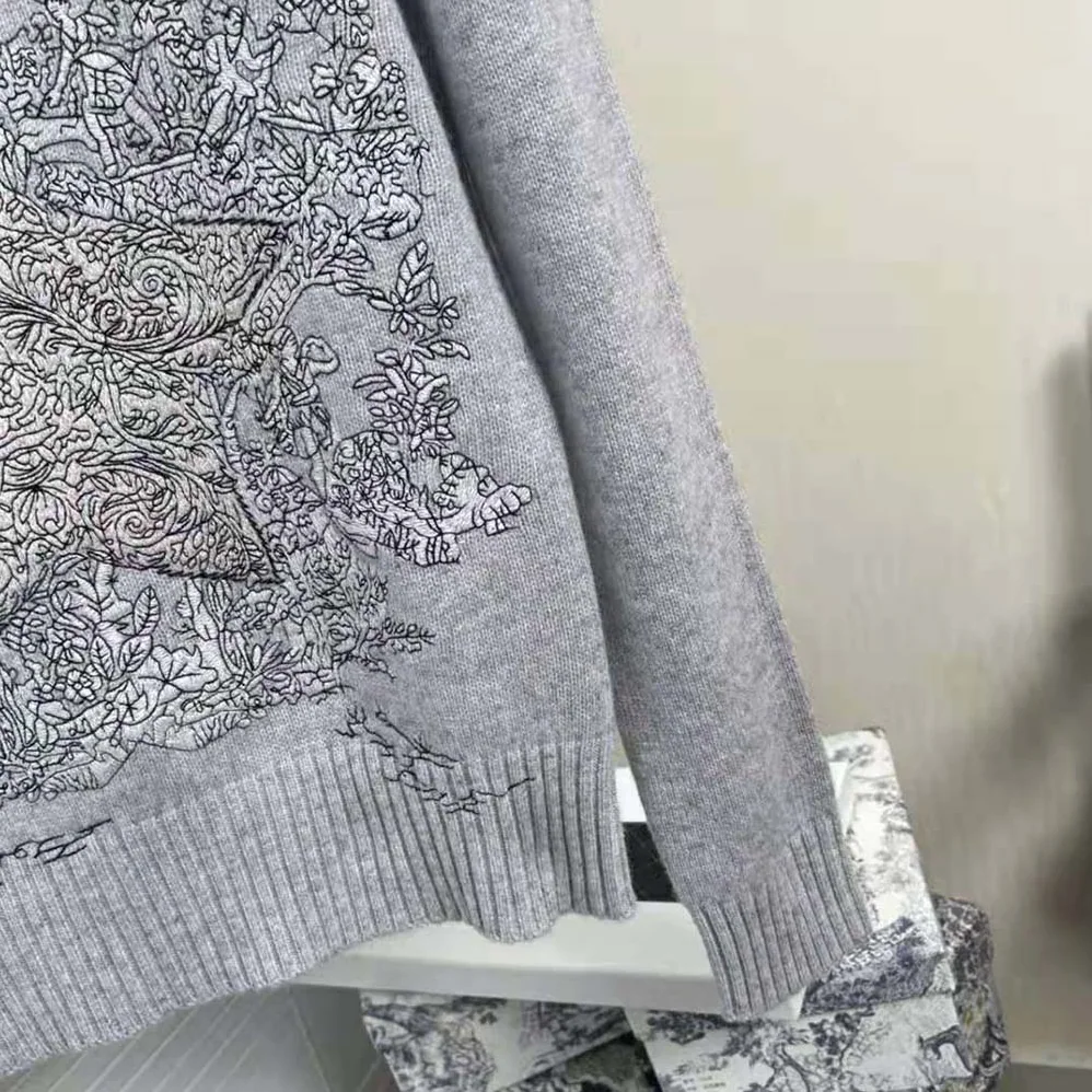 Dior Chez Moi Sweater Gray Cashmere for Women