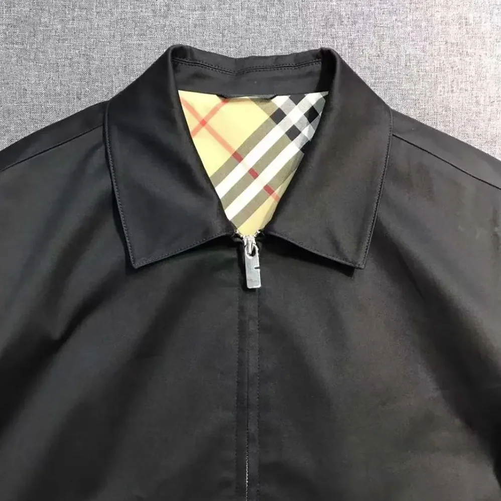 Burberry Gabardine Harrington Jacket for Men in Black Burberry Gabardine Harrington Jacket for Men in Black