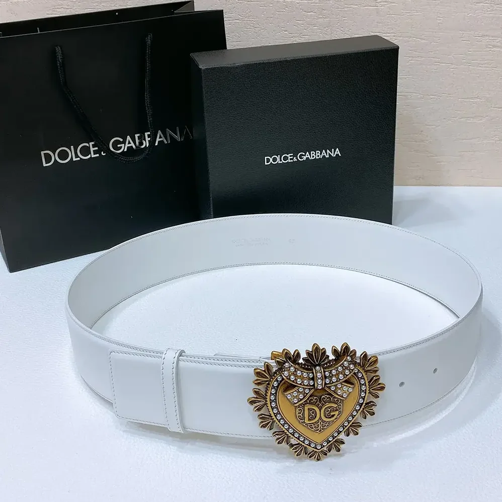 Dolce Gabbana D&G Leather Devotion Belt for Women in White