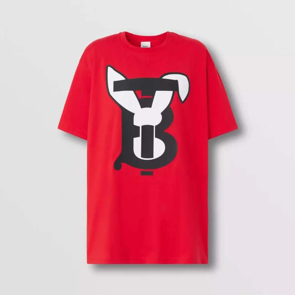 Burberry Rabbit Print Cotton Oversized T-shirt for Men in Red