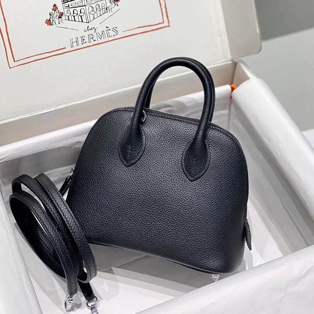 Hermes Bolide 1923 Bag in Epsom Calfskin for Unisex in Black/Silver Hermes Bolide 1923 Bag in Epsom Calfskin for Unisex in Black/Silver