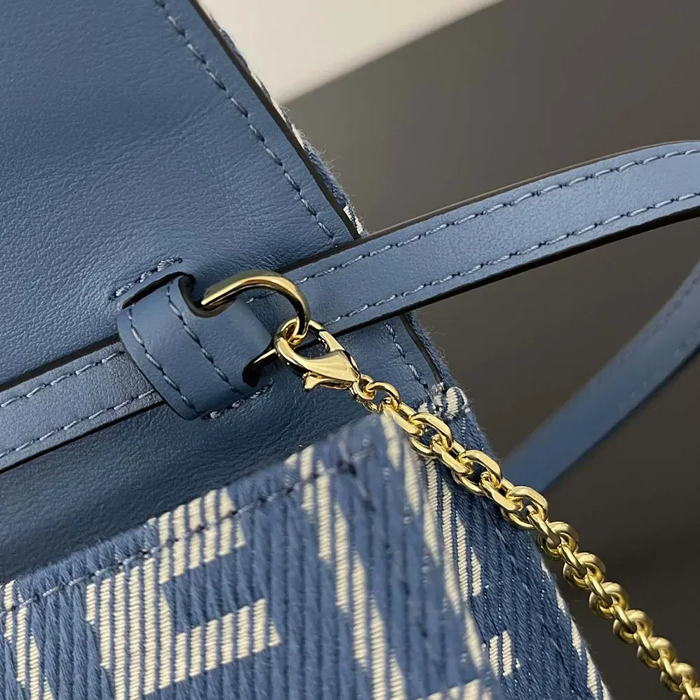 Fendi Wallet On Chain Baguette Blue Denim for Women in effect FF Jacquard Wallet