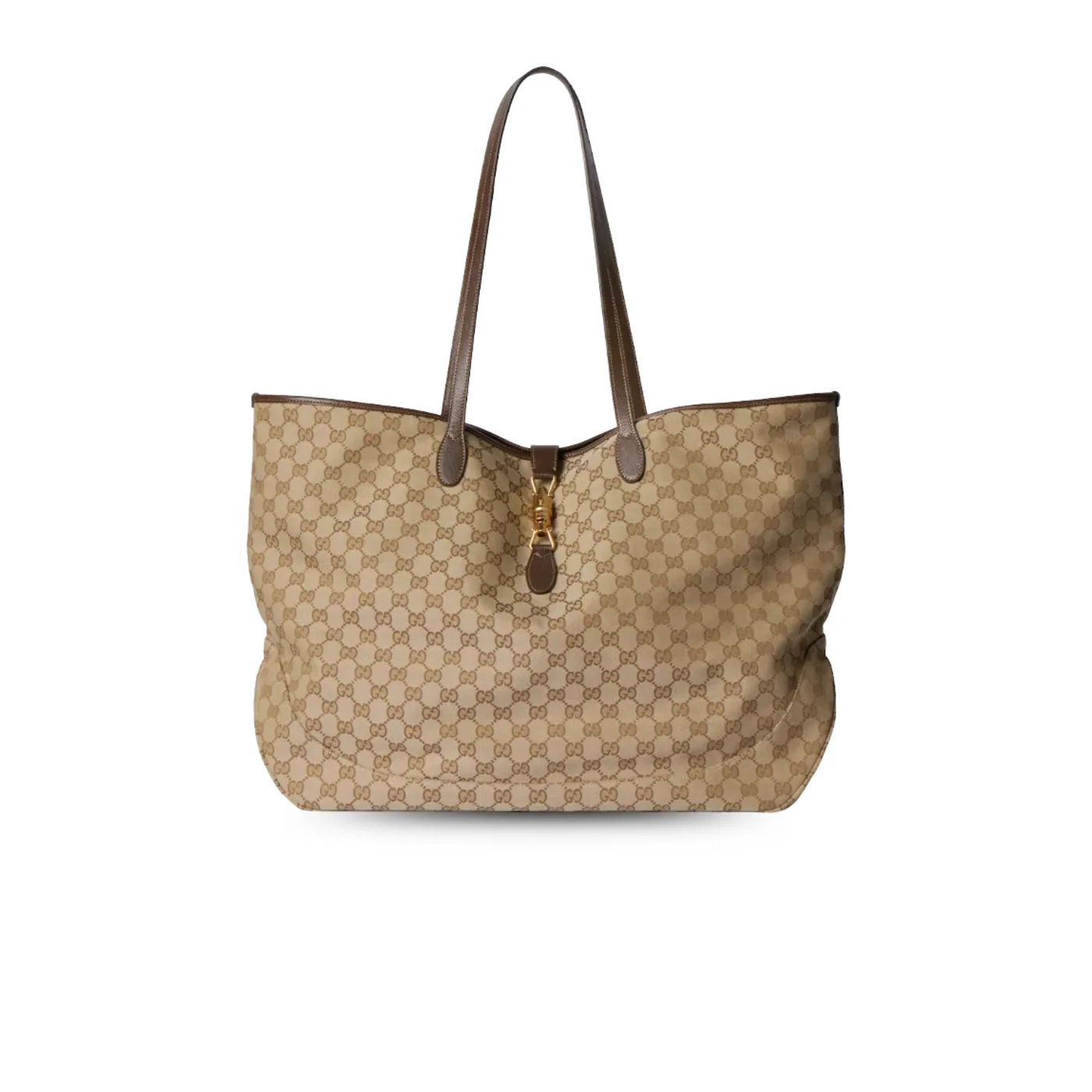 Gucci Jackie Large Tote Bag / Sand/ Dark Brown Gold Hardware