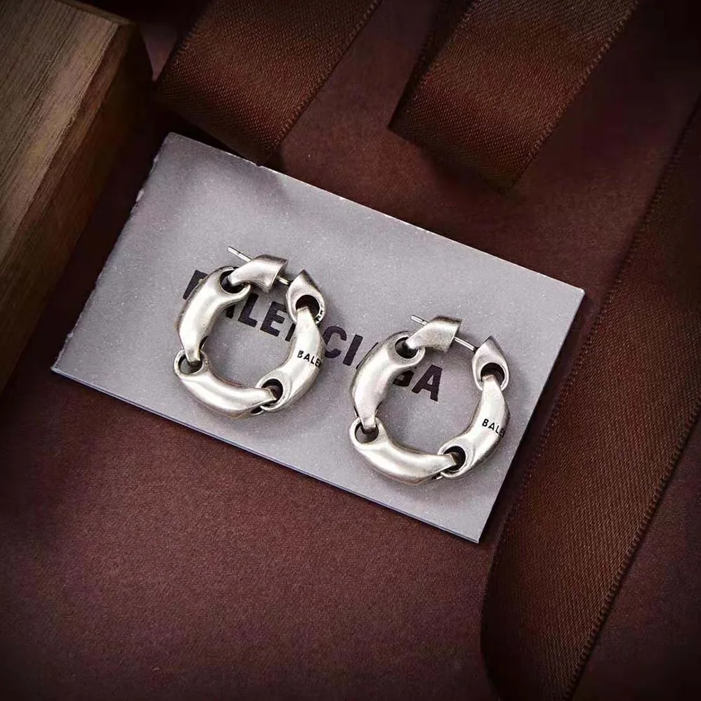 Balenciaga Solid 2.0 Earrings in Silver Brass for Women