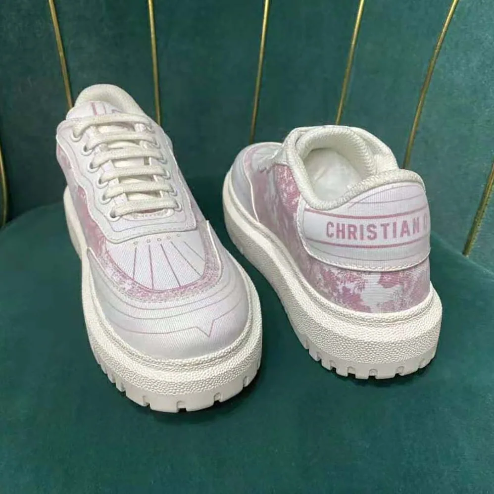 Dior Addict Sneaker Raspberry Toile de Jouy Technical Fabric for Women