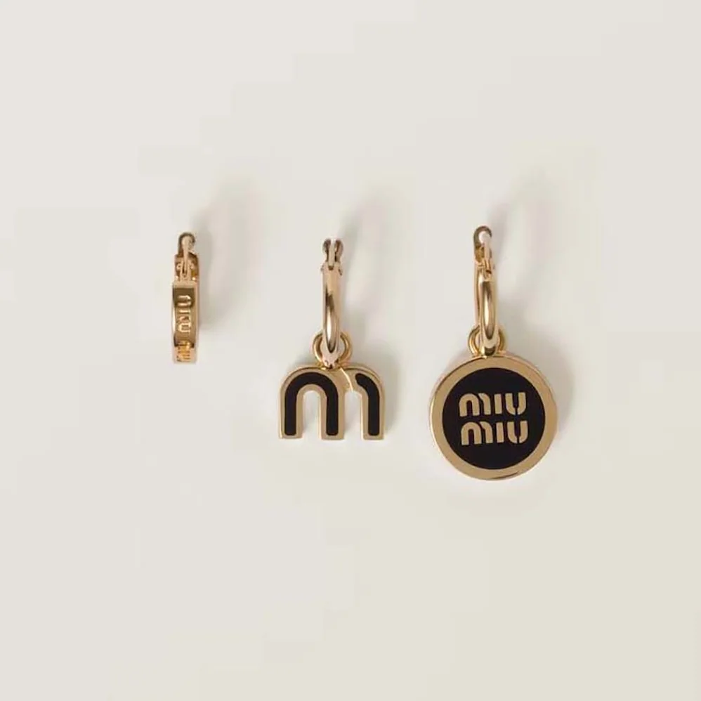 Miu Miu Set of Enameled Metal Earrings for Women Miu Miu Set of Enameled Metal Earrings for Women