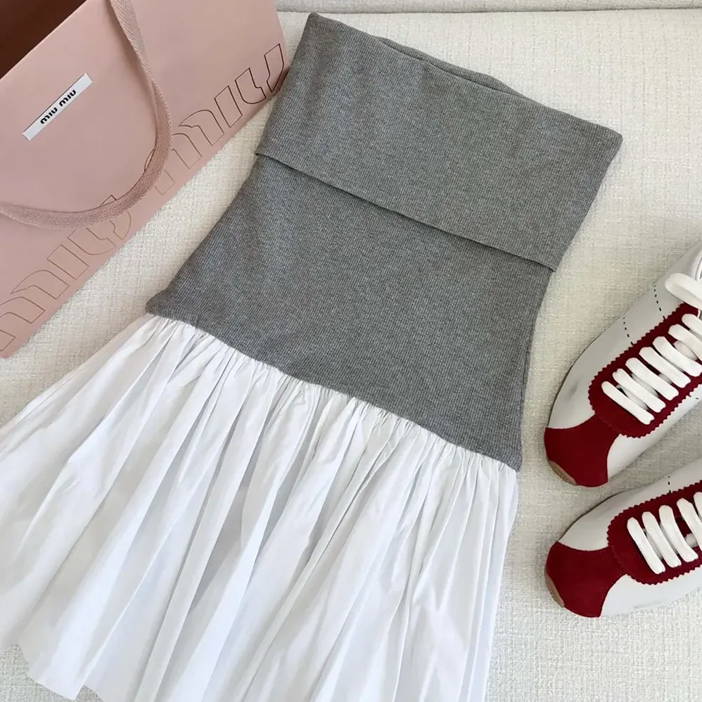 Miu Miu Poplin and Jersey Miniskirt for Women in White Miu Miu Poplin and Jersey Miniskirt for Women in White