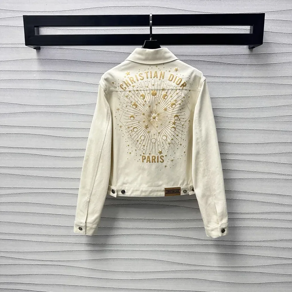 Dior Dioramour Jacket White Cotton Denim with Multicolor Cœur des Curiosités Motif for Men