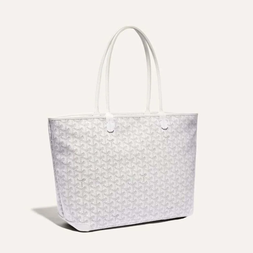 Goyard Sac Artois MM in Goyardine Canvas & Chevroches Calfskin for Women in White Goyard Sac Artois MM in Goyardine Canvas & Chevroches Calfskin for Women in White