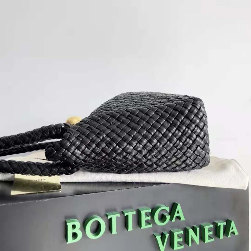 Bottega Veneta Tosca Shoulder Bag with Metallic Sphere Closure Woven for Women in Black Bottega Veneta Tosca Shoulder Bag with Metallic Sphere Closure Woven for Women in Black