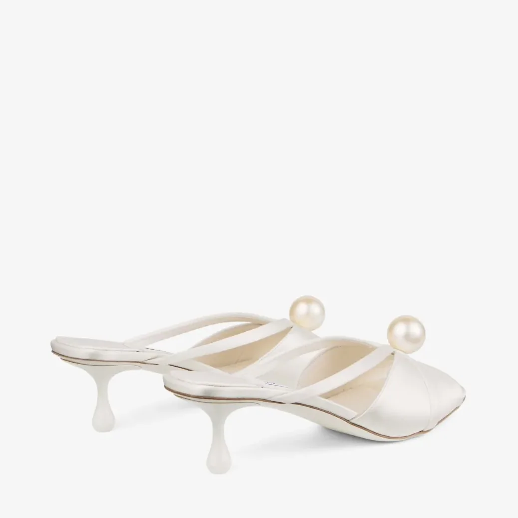 Jimmy Choo Siva Mule 50 Ivory/White SIVAMULE50AOD