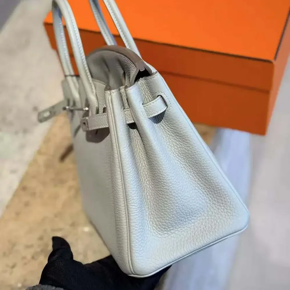 Hermes Birkin 25 Bag in Epsom Leather with Silver Hardware in Blue Glacier Hermes Birkin 25 Bag in Epsom Leather with Silver Hardware in Blue Glacier