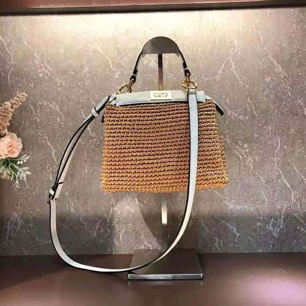 Fendi Peekaboo Mini Cotton Crochet Bag for Women in Brown Fendi Peekaboo Mini Cotton Crochet Bag for Women in Brown