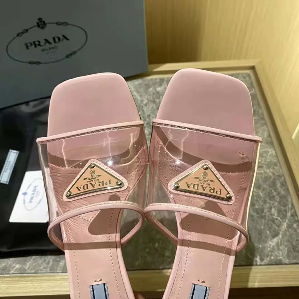 Prada Plexiglas and Patent Leather Sandals 65 mm Varnished Heel for Women in Pink Prada Plexiglas and Patent Leather Sandals 65 mm Varnished Heel for Women in Pink