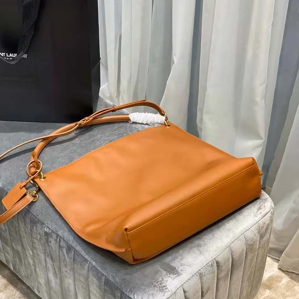 Saint Laurent YSL Tag Hobo Bag in Smooth Saddle Leather for Women