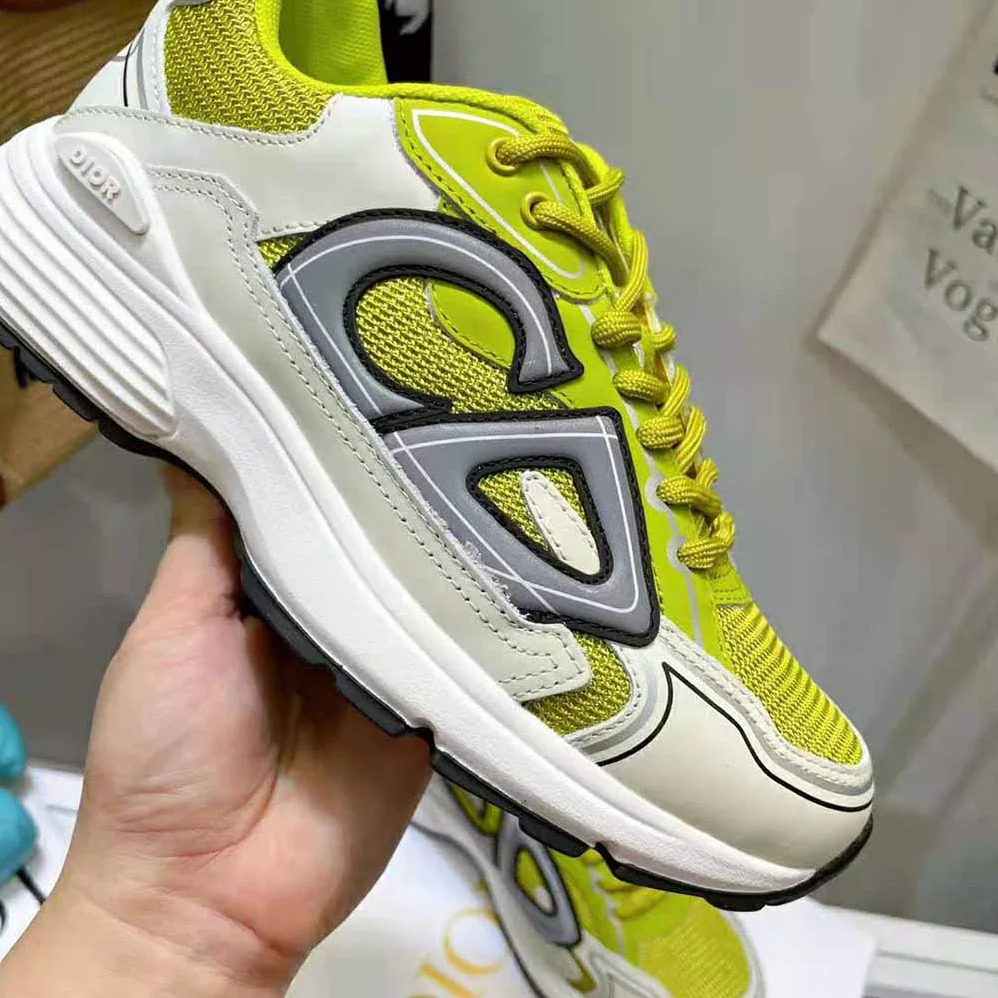 Dior B30 Sneaker Yellow Mesh and White Technical Fabric for Men